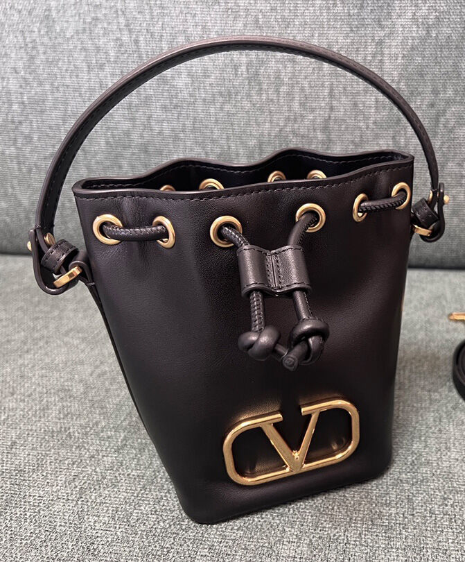 Valentino Mini Vlogo Signature Bucket Bag In Nappa Leather